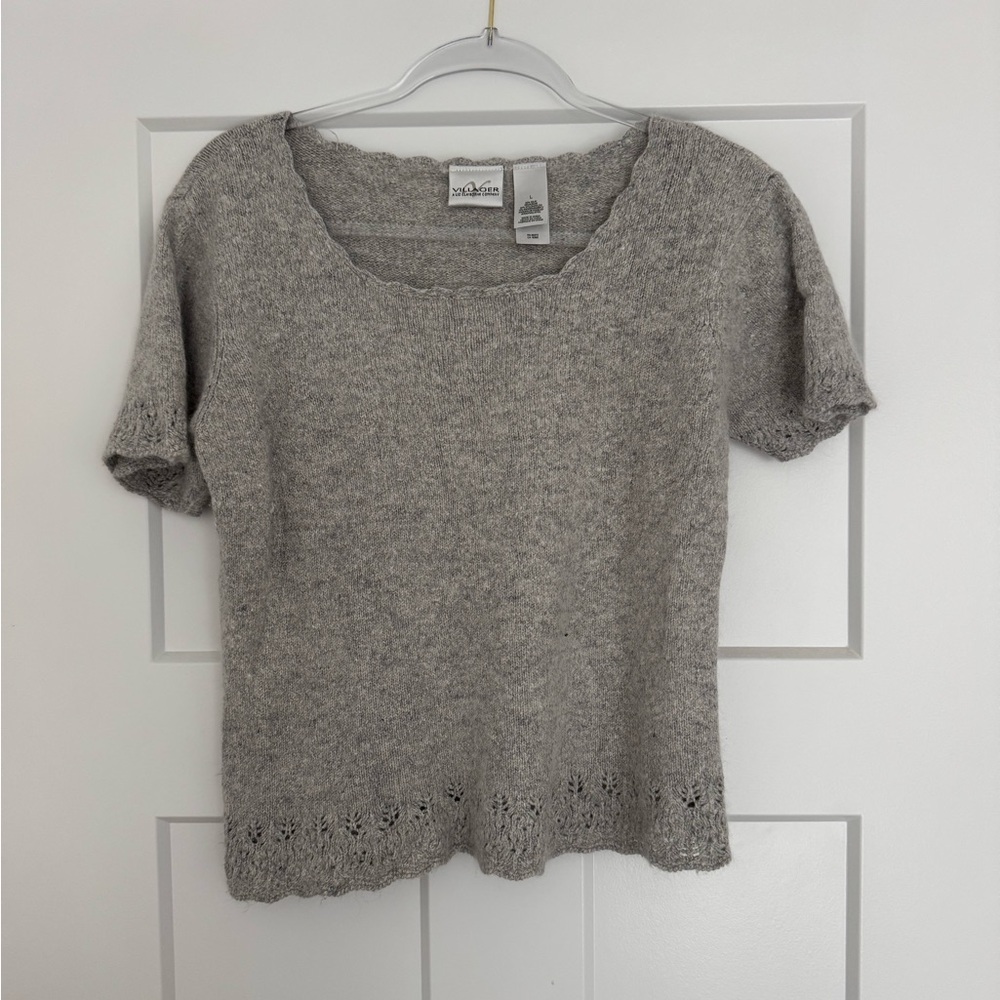 Gray Knit Short Sleeve Top
